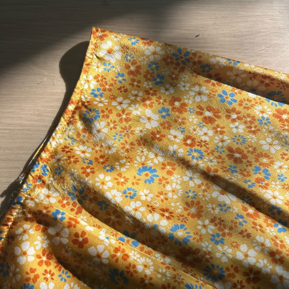 Reformation Yellow Floral Skirt